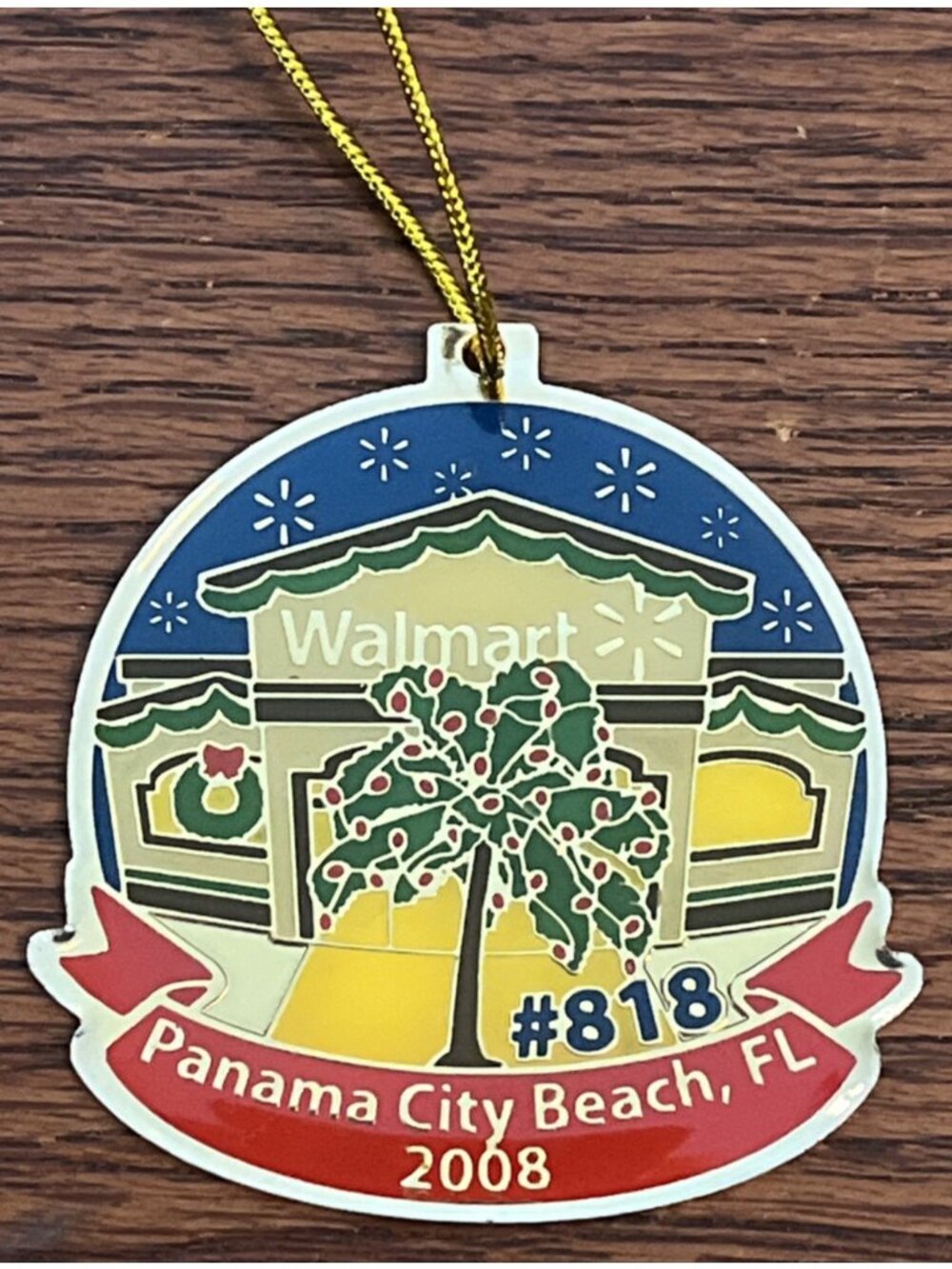 2008 Walmart Employee Christmas Ornament #818 Panama City Beach FL Collectible